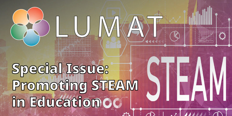 STEAM lähestymistapa yhdistää useita eri oppiaineita. LUMAT-erikoisnumeron "Promoting STEAM in Education" kansikuvassa on kuvattu näitä eri lähestymistapoja.